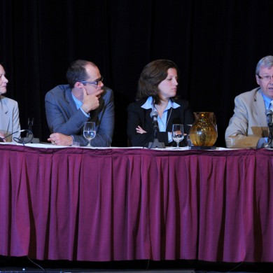 Left to right: Senator Elaine McCoy, Eric Beynon, ICO2N, Dr. Joule Bergerson, CMC Principal Investigator, Steve Kaufman, Suncor